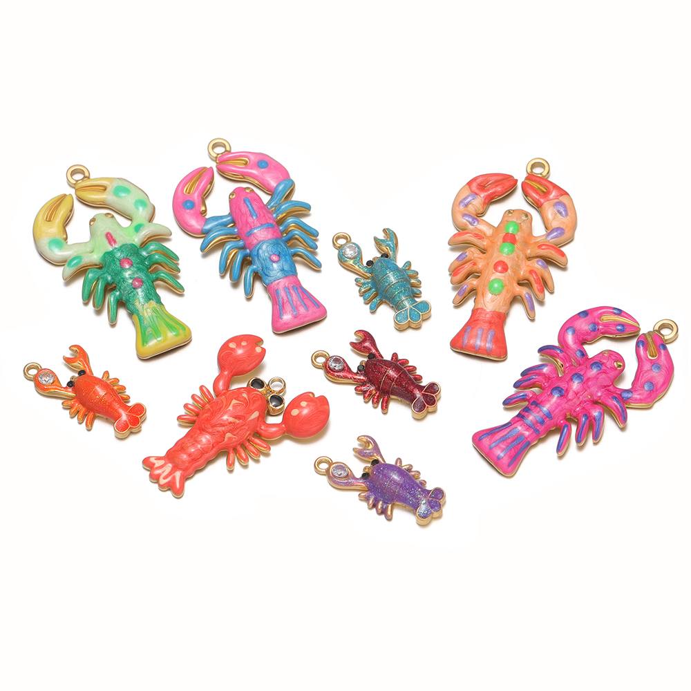 Jewelry Making For 5 Year Old - 4er-Set Edelstahl-Hummer-Anhänger mit Emaille im Sommer-Ozean-Stil