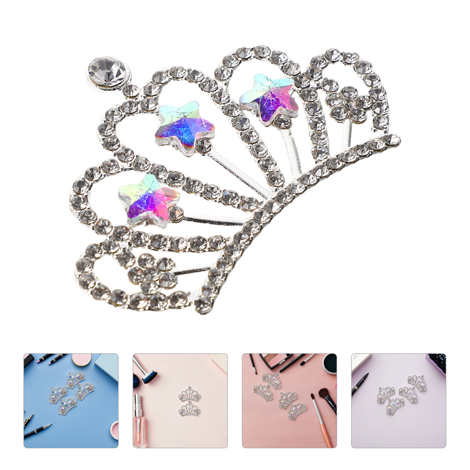 Jewelry Making Party For Adults - 10 Stück Mini-Strass-Kronen-Anhänger, flache Kristall-Tiaras für