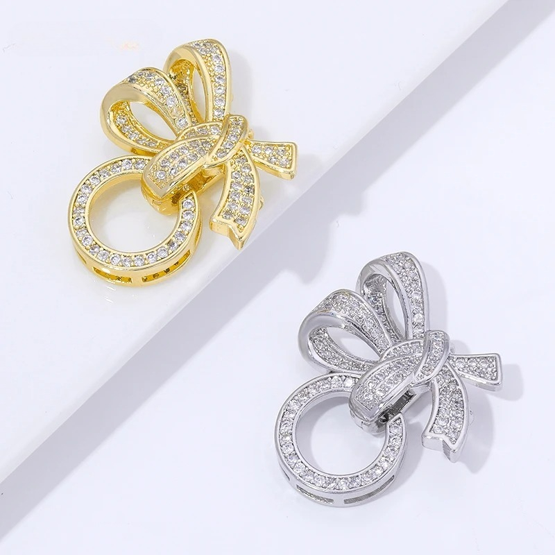 Jewelry Making Designs - 18K Vergoldete Perlenverschlüsse mit Zirkonia-Besatz, 3-Ring-Schmetterlings-Schmuckverschlüsse