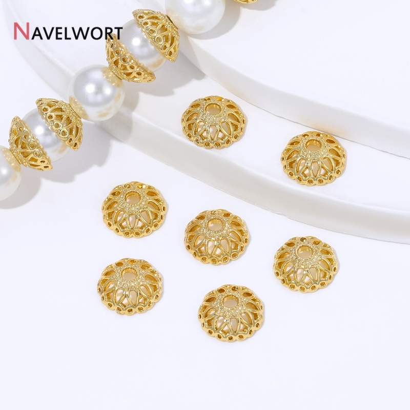Bead Cap Flower - 18K vergoldete Messing-Blumenperlenkappen (9 mm) für