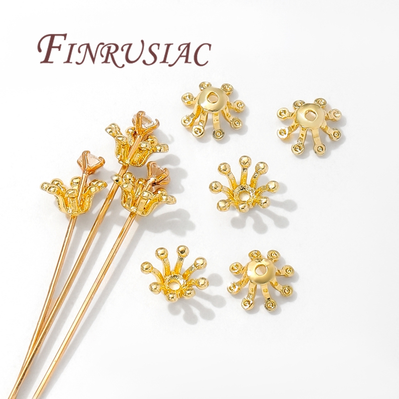 Bead Cap Flower - 14K vergoldete Blumenperlenkappen, Messingperlenkappen für die