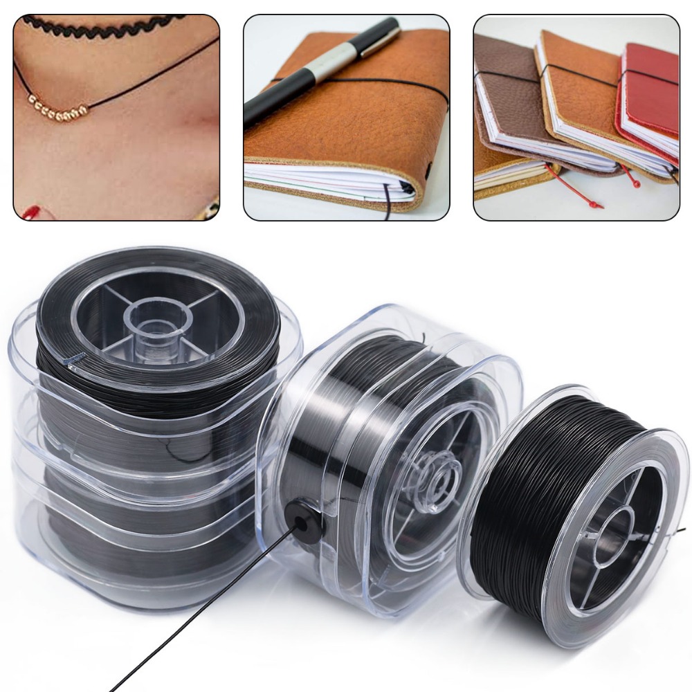 Jewelry Making Thread - 0,5-1mm Schwarzer Elastischer Kristallfaden Flache Kristallschnur