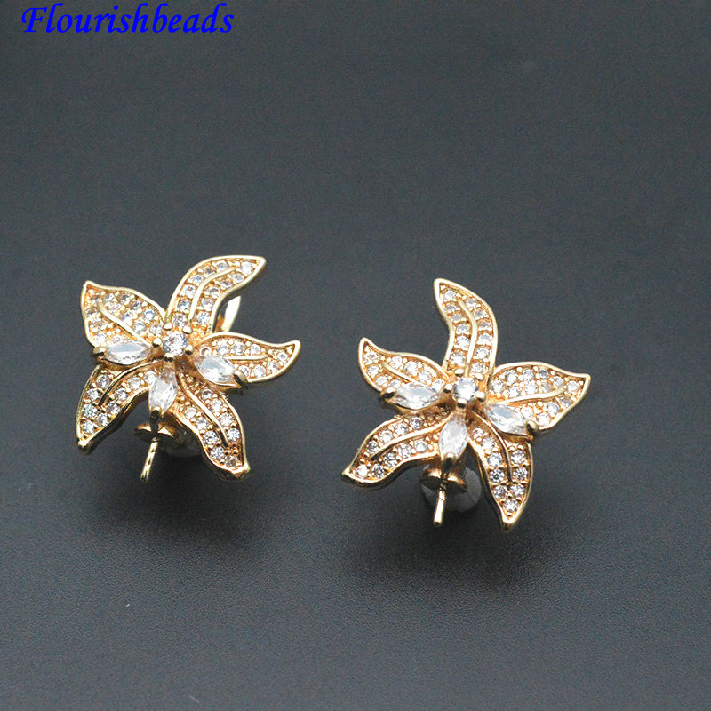 Jewelry Making Kit - 30 Stück Pin-Stil CZ gepflasterte Blumenform