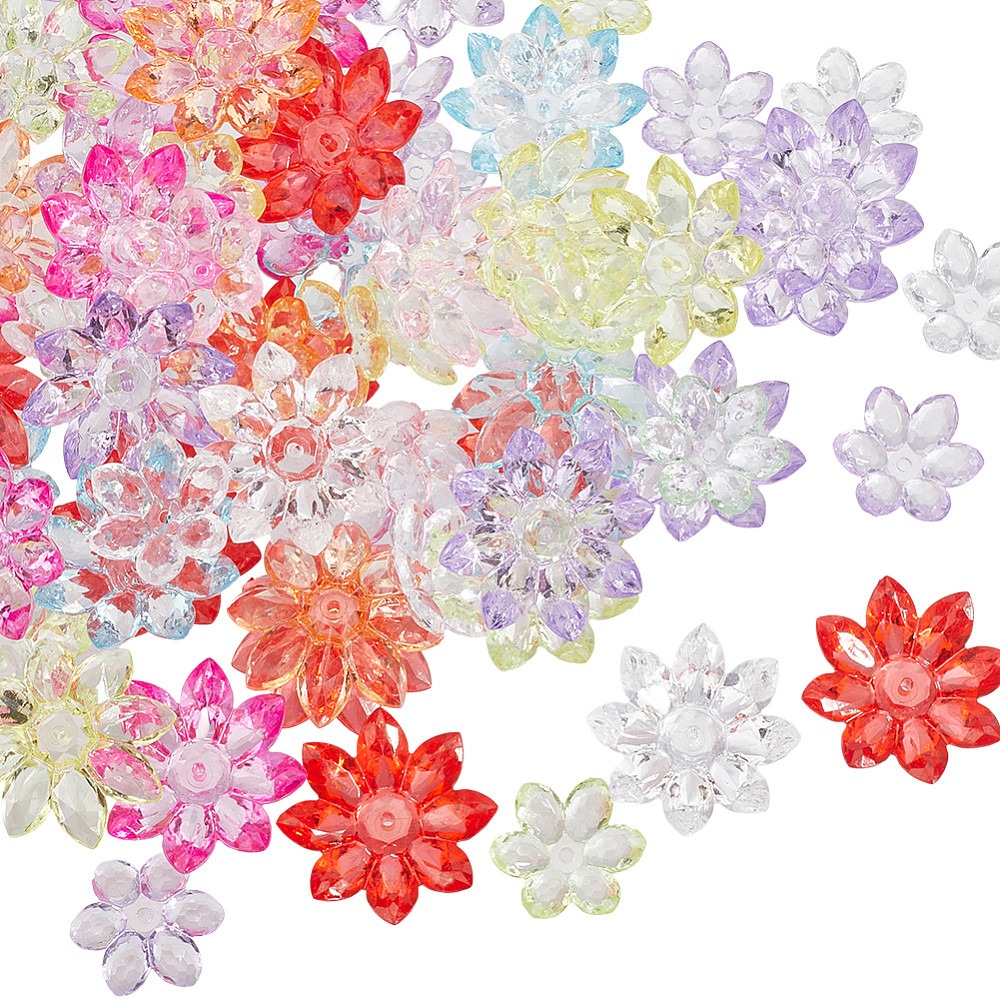 Bead Cap Flower - 80 Stück, 2 Stile, transparente Acryl-Perlenkappen,