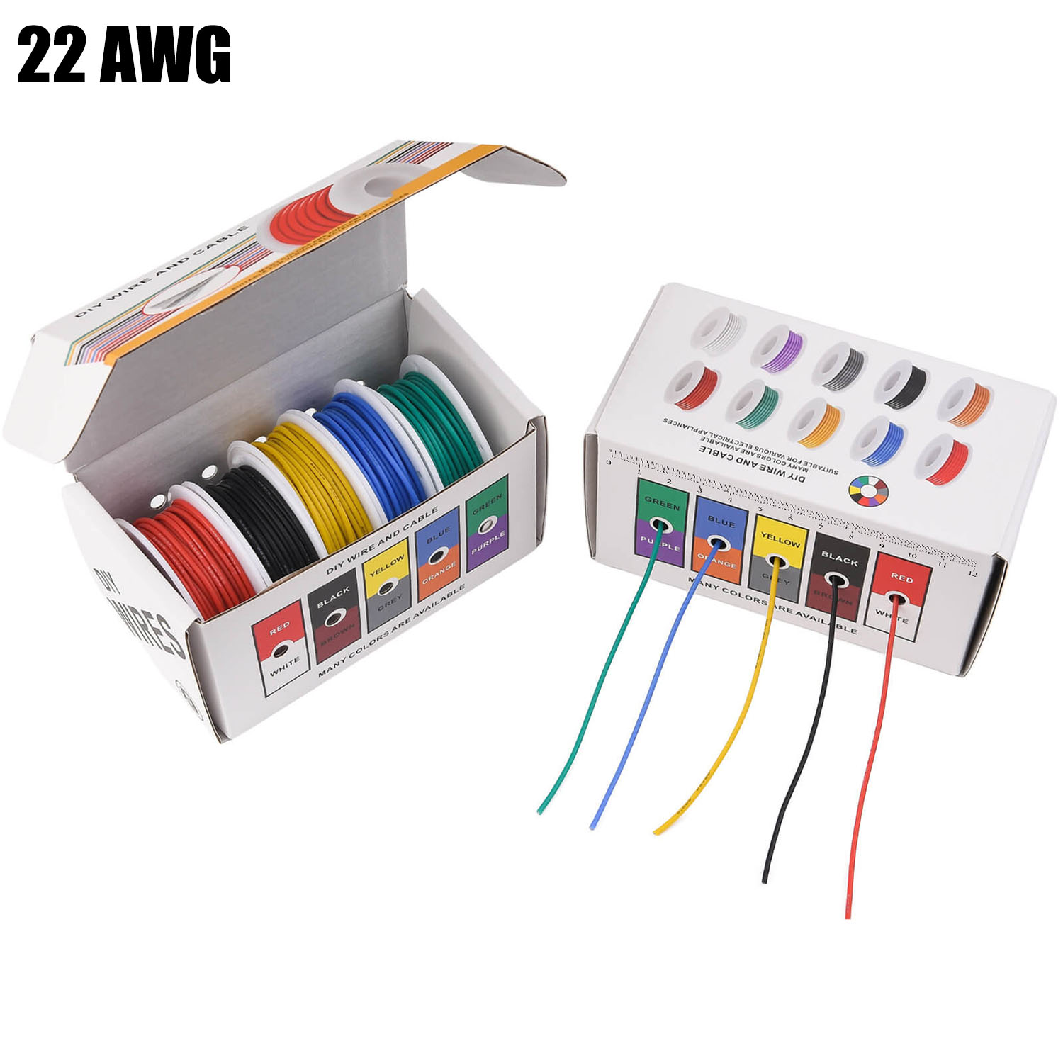 Wire 22 Gauge Copper - 22 AWG Silikonkabel-Set, 5 Farben, 22