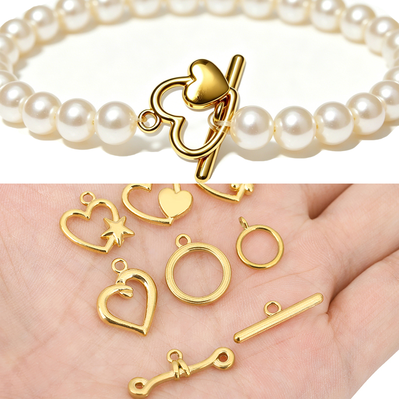 Toggle Clasp Gold - 5 Sets PVD-beschichtete, langlebige Edelstahl-OT-Verschlüsse, Armbandhaken,