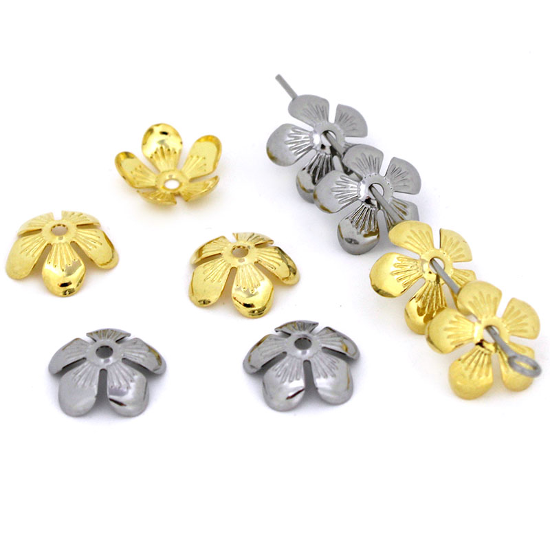 Bead Cap Flower - 50 Stück 11 mm Edelstahl-Blumen-Perlenkappen, vergoldet,