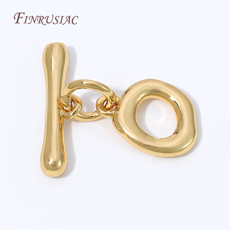 Toggle Clasp Gold - 18K vergoldeter unregelmäßiger ovaler OT-Knebelverschluss, glatter
