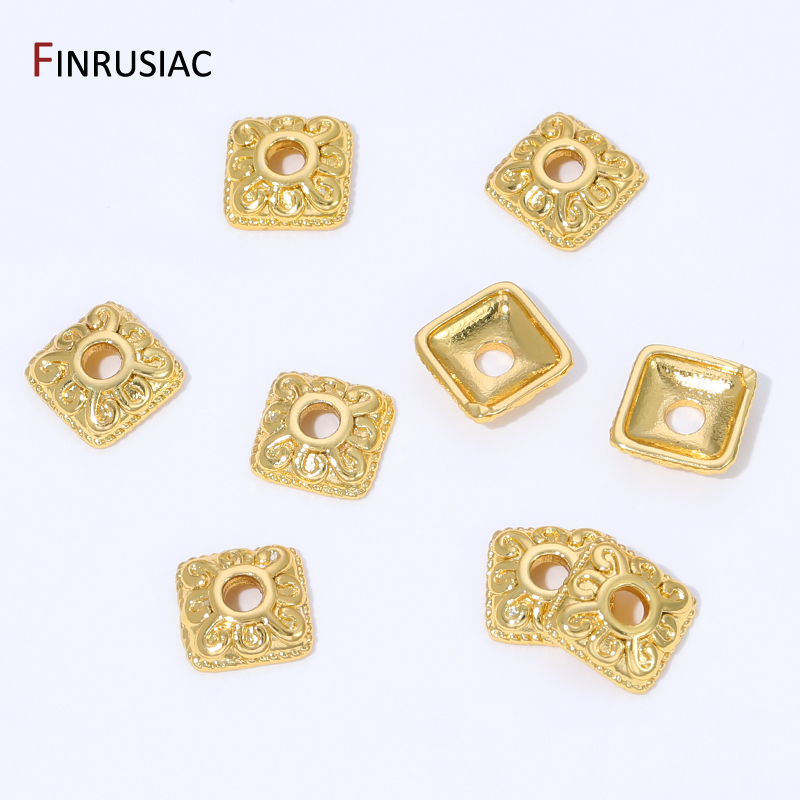 18K vergoldete Messing-Quadrat – Bead Cap Flower Bewertung und Preis