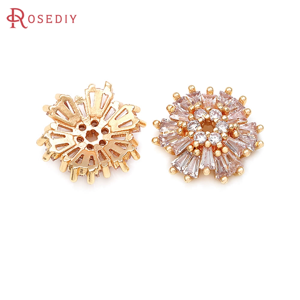 18K Goldfarben Messing Zirkon  – Bead Cap Flower Bewertung und Preis