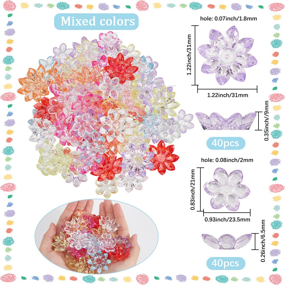 80 Stück, 2 Stile, transparent – Bead Cap Flower Bewertung und Preis