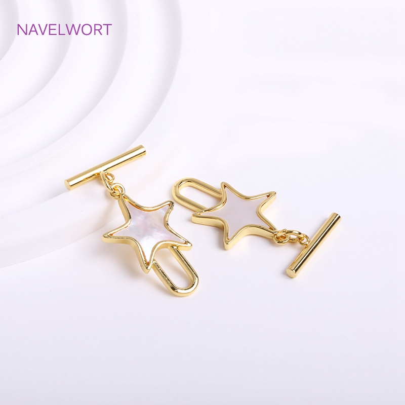 Trendige natürliche Muschel-Pe – Toggle Clasp Gold Bewertung und Preis