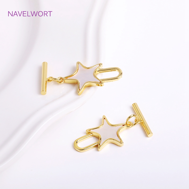 Trendige natürliche Muschel-Pe – Toggle Clasp Gold Bewertung und Preis